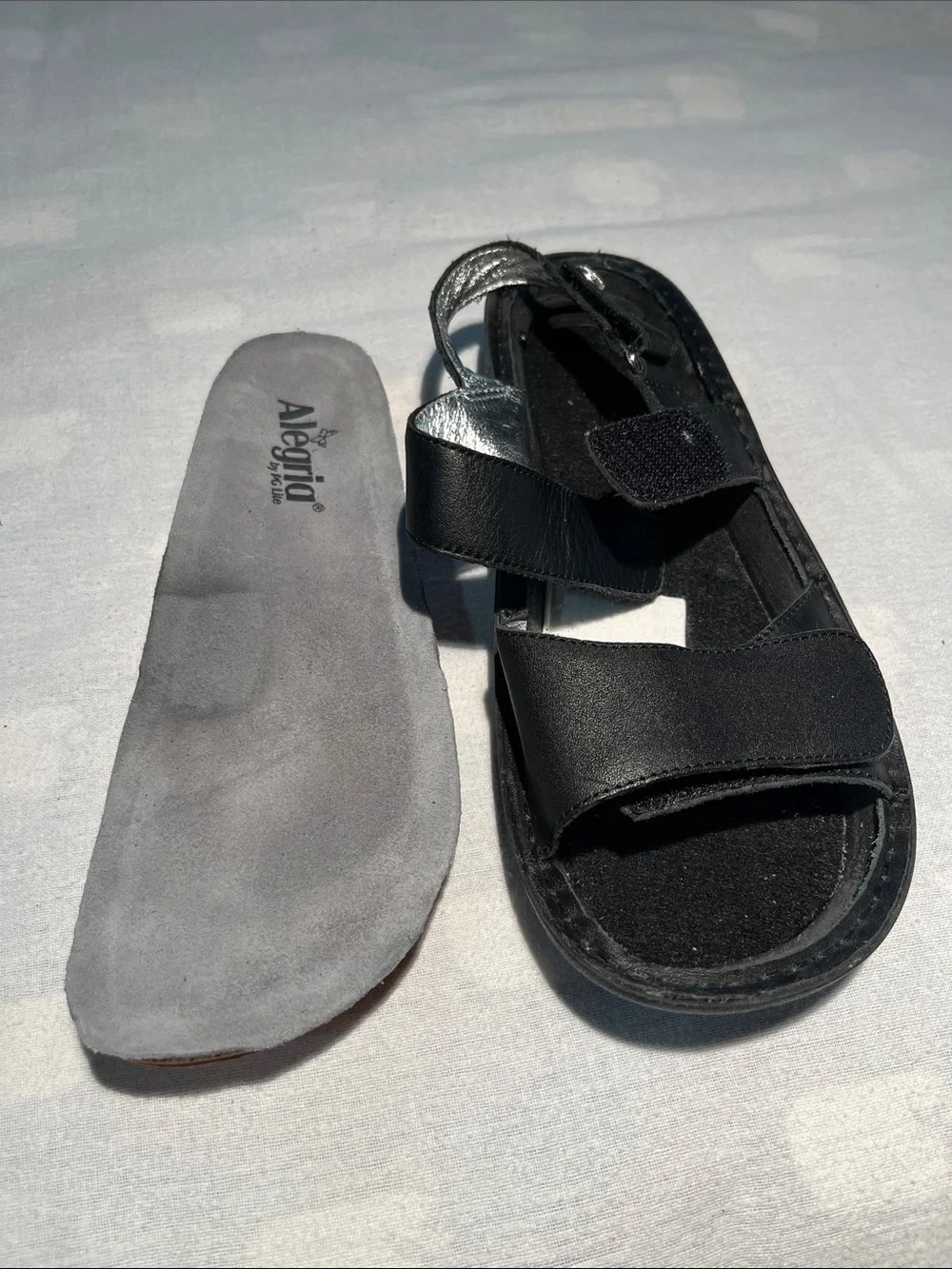 Algeria Verona Style Black Leather Adjustable Sandals - Size 38 (Approx. US 7.5)